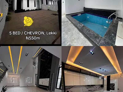 5 Bedroom Detached Duplex + Swimming Pool +BQ, Solar System and Oven — Chevron, Lekki, Lagos