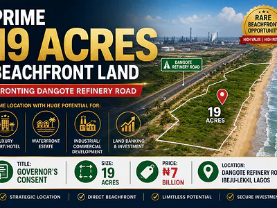 Prime 19 Acres Beachfront Land — Dangote Refinery Road, Ibeju Lekki, Lagos