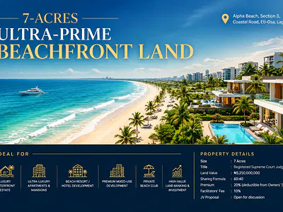 7-Acres Ultra-Prime Beachfront Land — Alpha Beach, Section 3 Coastal Road, Eti-Osa, Lekki, Lagos