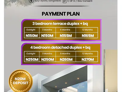 3 Bedroom Terraced Duplex with BQ — Sangotedo, Ajah, Lagos