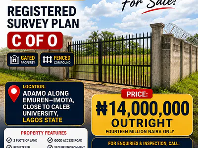 2 Plots of Land — Along Caleb University Emuren, Adamo, Ikorodu, Lagos