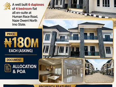 4-Bedroom Detached Duplex — Human Race Road, Naze, Owerri North, Imo