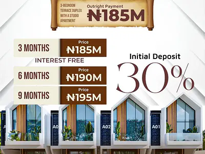3-Bedroom Beach Front Terraced Duplex — Off Abraham Adesanya, Coastal Road, Ajah, Lagos