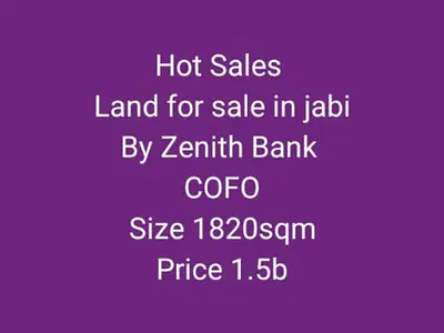 1820SQM Hot Land Now Available — Jabi by Zenith Bank, Jabi, Abuja