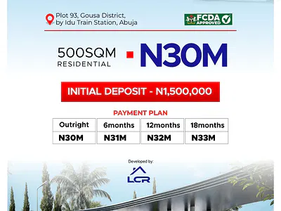 Dry Land with Building Approval and Fcda (C of O) Good for Residential — Idu Train Station, Along Airport Road, Gwarinpa, Abuja