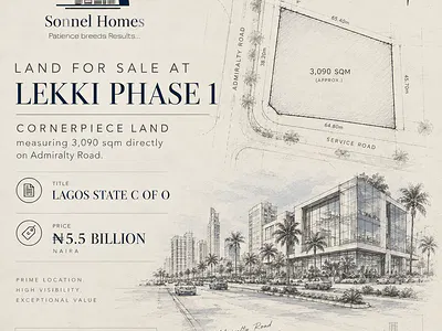 3,090sq Cornerpiece Land — Admiralty Road, Lekki Phase 1, Lekki, Lagos