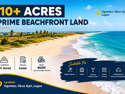 10+ Acres Prime Beachfront Land — Ogombo, Ajah, Lagos
