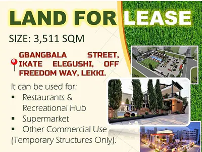 3,511 SQM Prime Land Available for Lease — Gbangbala Street, Ikate, Lekki, Lagos