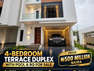 4 Bed Terrace Duplex, Pool & BQ Well Built, Morden, Quality Finishes — Lekki, Lagos