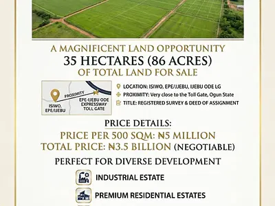 35 Hectares (86 Acres) of Land — Isiwo Epe Ijebu, Ijebu Ode, Ogun