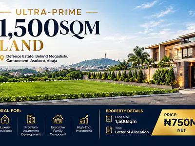 Ultra-Prime 1,500SQM Land — Defence Estate, Behind Migadishu Cantonment, Asokoro District, Abuja