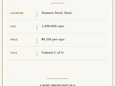 Residential Land — Rumens Road, Ikoyi, Lagos