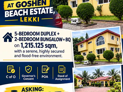 5 Bedroom Detached Duplex with Bungalow and BQ — Goshen Beach Estate, Lekki, Lagos