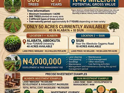 Acres of Land with Tree Farming Investment — Alabata, Abeokuta North, Ogun
