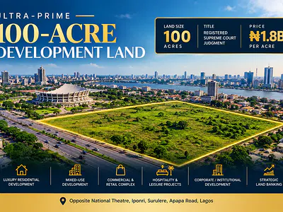 Ultra-Prime 100-Acre Development Land — Opp. National Theatre / Iponri Bridge, Apapa Road, Lagos, Iponri, Surulere, Lagos