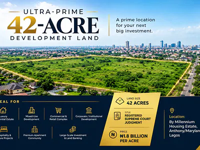 Ultra-Prime 42-Acre Development Land — By Millennium Housing Estate, Anthony, Maryland, Lagos