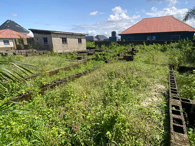 Half Plot of Land with Foundation on It — Agunfoye, Igbogbo, Ikorodu, Lagos