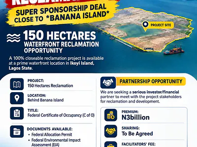 150 Hectares Waterfront Reclamation Land — Behind Banana Island, Ikoyi, Lagos