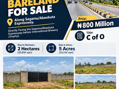 5acres / 2 Hectares Industrial / Commercial Land — Sagamu - Abeokuta Expressway, Trophy Area, KM 46, Ogun