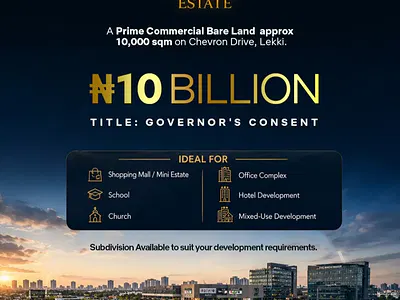 Prime Commercial Bare Land — Chevron Drive, Lekki, Lagos