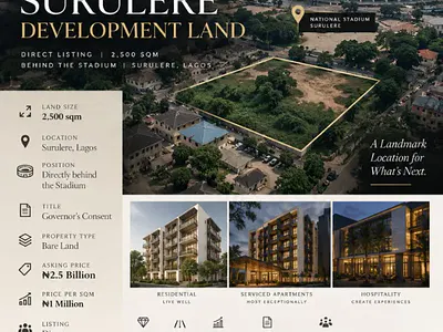 2,500 SQM Residential Land — Behind the Stadium, Surulere, Lagos