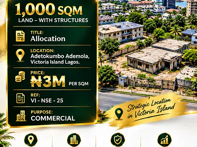 Land SQM with Structures — Adetokumbo Ademola, Victoria Island (VI), Lagos