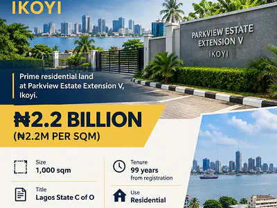 1,000 SQM Residential Land — Parkview Estate Extension V, Ikoyi, Lagos