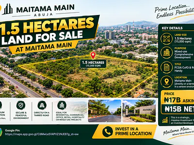 1.5 Hectares Mixed-Use Land — Maitama Main, Maitama District, Abuja