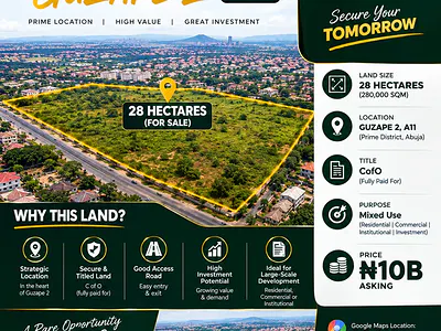 28 Hectares of Land — A11, Guzape District, Abuja