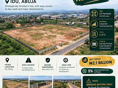 4.5ha Land — Idu Industrial, Abuja