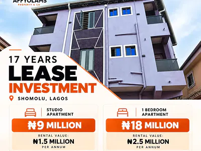 Sophisticated 1-Bedroom Apartments 17-Year Lease Investment — Shomulu, Shomolu, Lagos