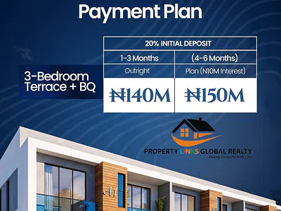 3 Bedroom Terraced Duplex with BQ — Bellwood Residence Lekki Scheme 2, Ajah, Lagos