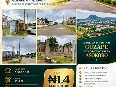 1,500 SQM Residential Land — Guzape District, Abuja