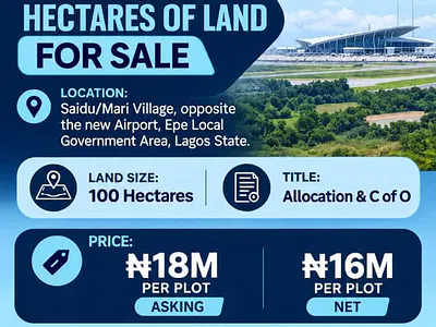 100 Hectares Residential Land — Saidu/Mari Village, Opposite the New Airport, Epe, Lagos
