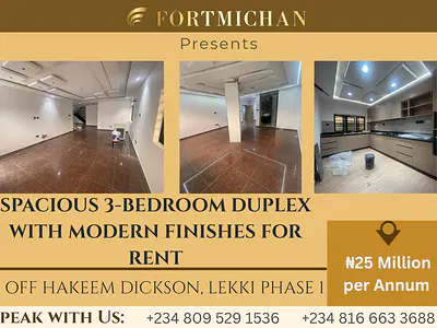 Spacious 3-Bedroom Duplex with Modern Finishes — Off Hakeem Dickson Road, Lekki Phase 1, Lekki, Lagos