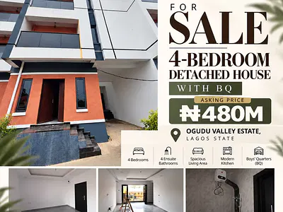 4 Bedroom Detached House with BQ — Ogudu, Lagos