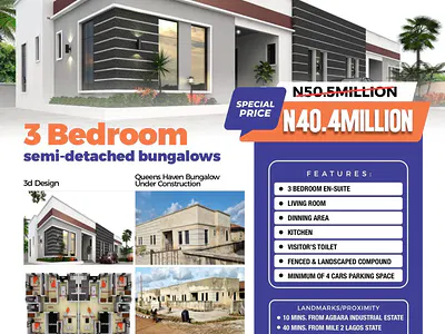 3 Bedroom Semi-Detached Bungalow — Agbara, Ado-Odo/Ota, Ogun