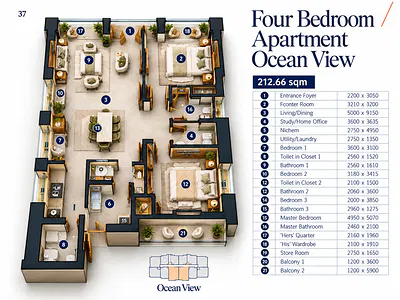 Premium 4 Bedroom Ocean View Apartment at Landmark Waterview — Victoria Island (VI), Lagos