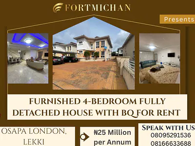 Furnished 4-Bedroom Fully Detached House with BQ — Lekki, Lagos