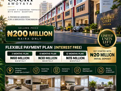 4 Bedroom Terraced Duplex + BQ — Providence Court, Awoyaya, Ibeju Lekki, Lagos