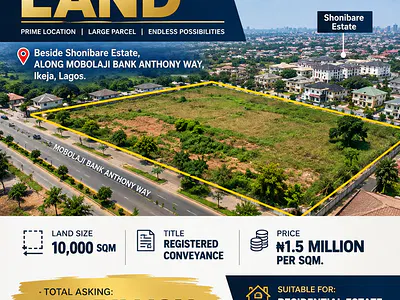 10,000 SQM Prime Mixed-Use Development Land — Along Mobolaji Bank Anthony Way, Ikeja GRA, Ikeja, Lagos