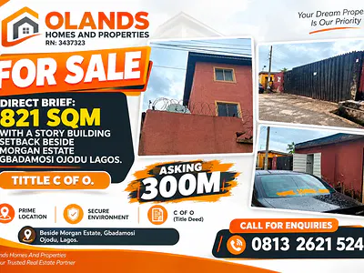 Direct Brief: 821 SQM with a Story Building Setback — Ojodu, Lagos