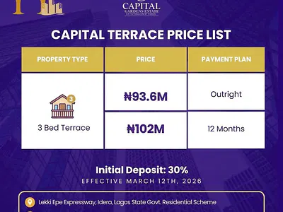Luxury 3 Bedroom Terrace with BQ and Excellent Facilities — Capital Terraces, Lekki Expressway, Lekki, Lagos