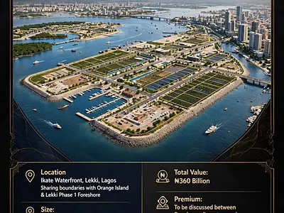 30 Hectares Waterfront Reclamation, Minimum of 5 Hactares. — Beside Orange Island and Foreshore, Ikate, Lekki, Lagos