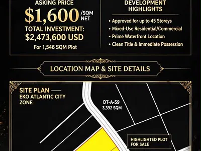 Prime Waterfront Development Zone 1,546 SQM (Portion of Dt-A-58) — Eko Atlantic City, Lagos