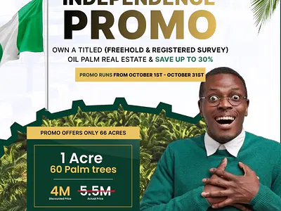 1 Acre Oil Palm Farmland — Nova Palm City, Abeokuta North, Ogun