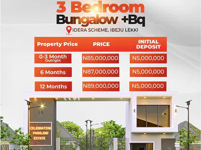 3 Bedroom Fully Detached Bungalow with BQ — Celebration Parkland Estate & Resort, Idera Scheme, Ibeju Lekki, Lagos