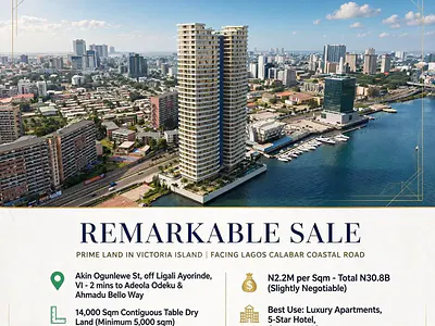 14000 SQM Dry Land in a Prime Location — Akin Ogunlewe Street, Victoria Island (VI), Lagos