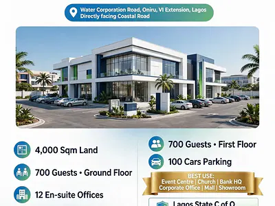 Commercial Edifice with Penthouse and Office Spaces in a Good Location — Water Corporation Road, Oniru, Victoria Island (VI), Lagos