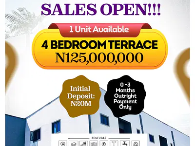 4 Bedroom Terraced Duplex — Zularich Residences 2, Monastery Road, Lekki, Lagos
